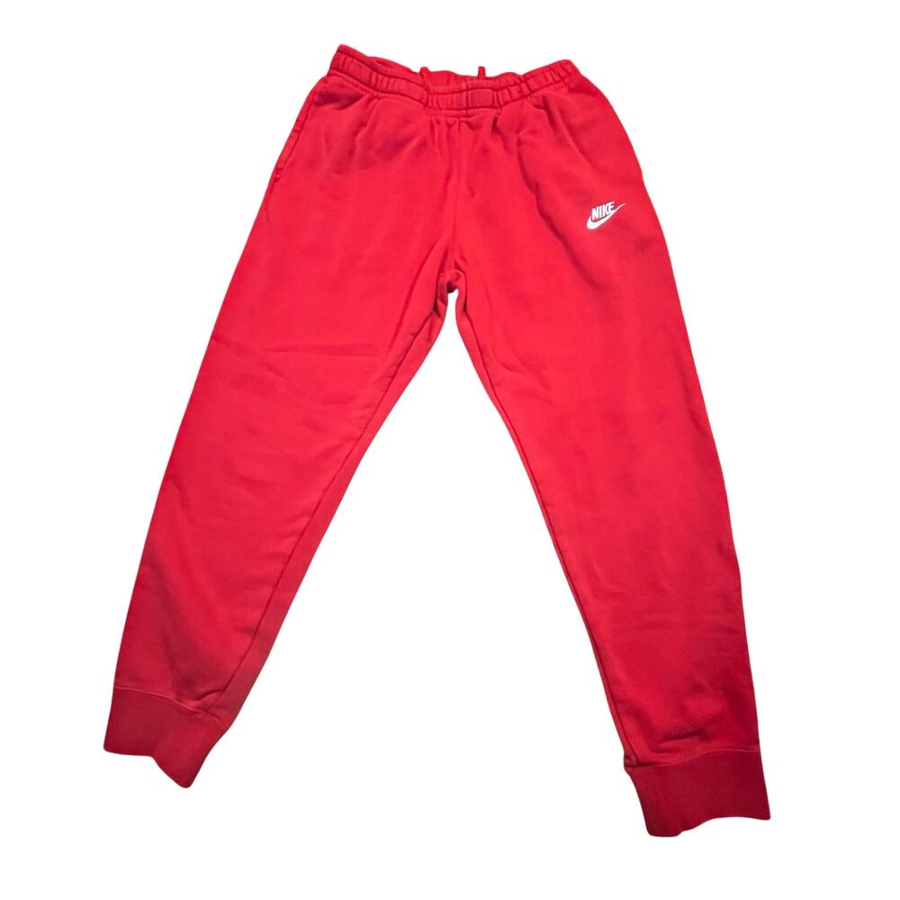 Nike Joggers Mens M Red Swoosh Sweatpants Athletic Streetwear Snap Pocket